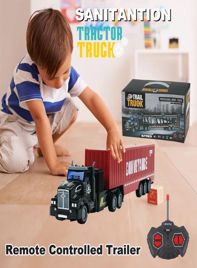 CALEST Remote Control Semi Truck with Trailer, 14" 1:48 Trailer Truck Toy, Equipped with 2 Rechargeable Batteries, Gifts Ideas for Boys Age 3-8 Year Old - Image 2